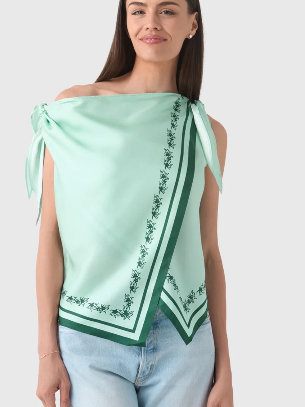 Mason’s Daughter Mint Green Scarf-Style Tie Shoulder Top size small